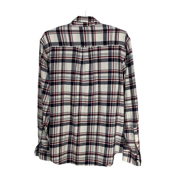 Lucky Brand Saturday Stretch White, Navy & Red Plaid Flannel Shirt size L Men’s - Picture 2 of 8